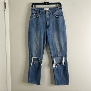 Abercrombie & Fitch Jeans Ankle Straight Ultra High Rise 27/4 Distressed Curve
